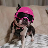 PP material pet helmet and goggles set, hard-shell impact protection, UV-blocking goggles, breathable and adjustable, lightweight 147g, perfect for walks, cycling, driving, and travel, DIY custom cool style.*black
