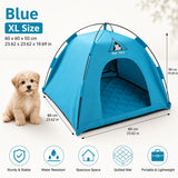 【Portable Foldable Pet Tent】Made of wear-resistant & water-resistant Oxford cloth with thickened quilted mat and sturdy frame. Ideal for indoor & outdoor use, a cozy private den for cats and small dogs.(blue.L)