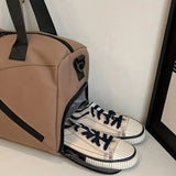 KAYINAI Travel Bag: 20-35L Spacious Storage, Independent Shoe Compartment for Dry/Wet Separation, Lightweight Hand-Carry/Crossbody 2-in-1./WHITE