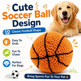 Pet squeaky ball toy, knitted basketball design, built-in BB squeaker, 8cm lightweight durable chew, perfect for all dog breeds, indoor & outdoor interactive play, essential for pet bonding.