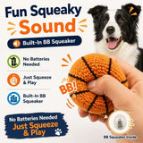 Pet squeaky ball toy, knitted basketball design, built-in BB squeaker, 8cm lightweight durable chew, perfect for all dog breeds, indoor & outdoor interactive play, essential for pet bonding.