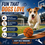 Pet squeaky ball toy, knitted basketball design, built-in BB squeaker, 8cm lightweight durable chew, perfect for all dog breeds, indoor & outdoor interactive play, essential for pet bonding.