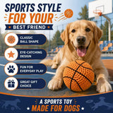 Pet squeaky ball toy, knitted basketball design, built-in BB squeaker, 8cm lightweight durable chew, perfect for all dog breeds, indoor & outdoor interactive play, essential for pet bonding.