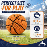 Pet squeaky ball toy, knitted basketball design, built-in BB squeaker, 8cm lightweight durable chew, perfect for all dog breeds, indoor & outdoor interactive play, essential for pet bonding.