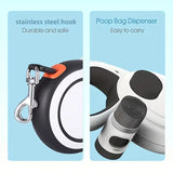 【Upgraded Retractable Dog Leash】50KG Strong Load Capacity, 5M Free Retraction, Ergonomic Anti-slip Handle, One-touch Lock。（black）