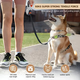 【Upgraded Retractable Dog Leash】50KG Strong Load Capacity, 5M Free Retraction, Ergonomic Anti-slip Handle, One-touch Lock(Khaki)