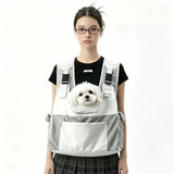 Lightweight breathable nylon pet backpack with front mesh head-out design, wide shoulder straps, anti-slip base, spacious interior, perfect for commute, shopping, walks, and short trips.