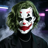 Cyberpunk Joker PVC Full Face Mask with Green Curly Wig – Mechanical Punk Cosplay Prop for Halloween & Costume Parties!
