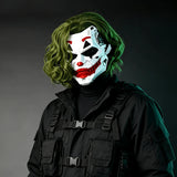 Cyberpunk Joker PVC Full Face Mask with Green Curly Wig – Mechanical Punk Cosplay Prop for Halloween & Costume Parties!