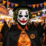 Cyberpunk Joker PVC Full Face Mask with Green Curly Wig – Mechanical Punk Cosplay Prop for Halloween & Costume Parties!