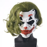 Cyberpunk Joker PVC Full Face Mask with Green Curly Wig – Mechanical Punk Cosplay Prop for Halloween & Costume Parties!