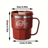 400ml Dual-Drink Coffee Cup: 304 Stainless Steel, Hot/Cold Brew, Switch Between Direct-Sip & Wide-Mouth, Lightweight & Leak-Proof for On-the-Go./BLACK