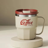400ml Dual-Drink Coffee Cup: 304 Stainless Steel, Hot/Cold Brew, Switch Between Direct-Sip & Wide-Mouth, Lightweight & Leak-Proof for On-the-Go./BLACK
