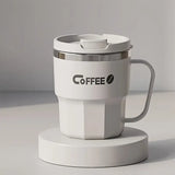400ml Dual-Drink Coffee Cup: 304 Stainless Steel, Hot/Cold Brew, Switch Between Direct-Sip & Wide-Mouth, Lightweight & Leak-Proof for On-the-Go./WHITE