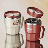 400ml Dual-Drink Coffee Cup: 304 Stainless Steel, Hot/Cold Brew, Switch Between Direct-Sip & Wide-Mouth, Lightweight & Leak-Proof for On-the-Go./WHITE
