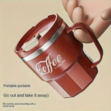 400ml Dual-Drink Coffee Cup: 304 Stainless Steel, Hot/Cold Brew, Switch Between Direct-Sip & Wide-Mouth, Lightweight & Leak-Proof for On-the-Go./beige