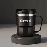 400ml Dual-Drink Coffee Cup: 304 Stainless Steel, Hot/Cold Brew, Switch Between Direct-Sip & Wide-Mouth, Lightweight & Leak-Proof for On-the-Go./beige