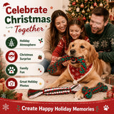 Christmas dog cotton rope toy 3-pack, red/green/white knitted bone/candy cane/candy designs, eco-friendly durable chew & dental care, interactive play for small & medium dogs, perfect holiday gift.