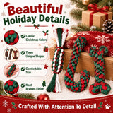 Christmas dog cotton rope toy 4-pack, red/green/white knitted bone/candy cane/candy designs, eco-friendly durable chew & dental care, interactive play for small & medium dogs, perfect holiday gift.
