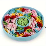 Pet Snuffle Mat Slow Feeder Bowl: Polyester Bite-Resistant Squeaky Toy, Non-Slip Base, Machine Washable, Universal for Dogs & Cats, Stress Relief Foraging Training, Healthy Slow Feeding.(brown)