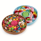Pet Snuffle Mat Slow Feeder Bowl: Polyester Bite-Resistant Squeaky Toy, Non-Slip Base, Machine Washable, Universal for Dogs & Cats, Stress Relief Foraging Training, Healthy Slow Feeding.(baby blue)