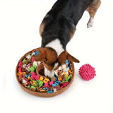 Pet Snuffle Mat Slow Feeder Bowl: Polyester Bite-Resistant Squeaky Toy, Non-Slip Base, Machine Washable, Universal for Dogs & Cats, Stress Relief Foraging Training, Healthy Slow Feeding.(baby blue)