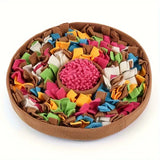 Pet Snuffle Mat Slow Feeder Bowl: Polyester Bite-Resistant Squeaky Toy, Non-Slip Base, Machine Washable, Universal for Dogs & Cats, Stress Relief Foraging Training, Healthy Slow Feeding.(baby blue)