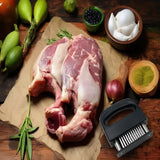 304 Stainless Steel 48-Blade Meat Tenderizer, Non-Slip Handle with Auto-Retraction, Quickly Cuts Tendons and Shortens Cooking Time, Works for Steak Lamb Chops Chicken Breast, Kitchen Essential
