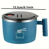 304 Stainless Steel Noodle Bowl: 1000ml Large Capacity, Double-Layer Insulation (No Burns), Leak-Proof Seal with Drainage, Solo Dining, Slow Living./black