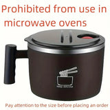 304 Stainless Steel Noodle Bowl: 1000ml Large Capacity, Double-Layer Insulation (No Burns), Leak-Proof Seal with Drainage, Solo Dining, Slow Living./GREEN