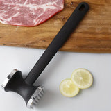 Dual-Sided Multi-Function Meat Mallet, 36 Spikes for Deep Tendon Cutting & Tenderizing, Flat Side for Smashing Cucumbers & Garlic, Nylon Handle with Zinc Alloy Head, Practical Kitchen Tool./silver