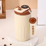 Smart Temp-Display Tumbler: 15.5oz Large Capacity, See the Temp, Enjoy Hot/Cold Freely – Just Right Every Sip/(WHITE)