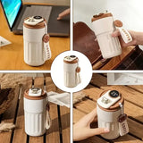 Smart Temp-Display Tumbler: 15.5oz Large Capacity, See the Temp, Enjoy Hot/Cold Freely – Just Right Every Sip/(Graduated powder)