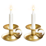 2PCS Handmade Iron Art Vintage Candle Holders, Matte Texture Lights Up Romantic Moments (Gold)