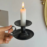 2PCS Handmade Iron Art Vintage Candle Holders, Matte Texture Lights Up Romantic Moments (Gold)