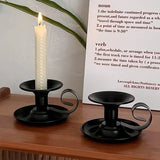 2PCS Handmade Iron Art Vintage Candle Holders, Matte Texture Lights Up Romantic Moments (Gold)