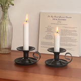 2PCS Handmade Iron Art Vintage Candle Holders, Matte Texture Lights Up Romantic Moments (BLACK)
