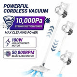 4-in-1 cordless vacuum cleaner, 50000RPM motor, 10000Pa suction, 180° rotating brush head, dual speed settings, lightweight and convenient./purple
