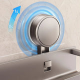 Nail-Free Suction Cup Bathroom Shelf, Twist-On Instant Installation, Dual Adsorption Gets Stronger Over Time, Space Aluminum with Drainage and Rust Proof, No-Trace Removal for Flexible Relocation./Gun ash -40cm with rod and hook