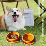 Bear Paw Foldable Pet Bowl: Heat-Resistant Silicone / Dual Bowls for Food & Water Separation / Explosion-Proof Zipper Storage Bag, Lightweight & Portable, Essential for Pet Eating & Drinking on Camping & Walks!(pink)