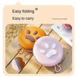 Bear Paw Foldable Pet Bowl: Heat-Resistant Silicone / Dual Bowls for Food & Water Separation / Explosion-Proof Zipper Storage Bag, Lightweight & Portable, Essential for Pet Eating & Drinking on Camping & Walks!(pink)