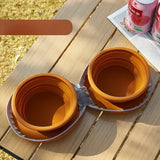 Bear Paw Foldable Pet Bowl: Heat-Resistant Silicone / Dual Bowls for Food & Water Separation / Explosion-Proof Zipper Storage Bag, Lightweight & Portable, Essential for Pet Eating & Drinking on Camping & Walks!(pink)
