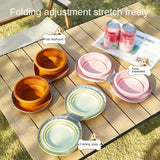 Bear Paw Foldable Pet Bowl: Heat-Resistant Silicone / Dual Bowls for Food & Water Separation / Explosion-Proof Zipper Storage Bag, Lightweight & Portable, Essential for Pet Eating & Drinking on Camping & Walks!(pink+brown)