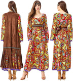 60s costume women, hippie women's dress set, 70s disco halloween outfits, hippie clothing women's costume, 60s clothing accessories M