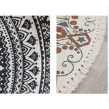 Rug Living Room Round Rug Cotton Hand Woven Mandala Pattern Bohemian Vintage Style Rug with Tassels Machine Washable Hallway Living Room Coffee