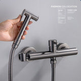 Bathroom Concealed Bidet Shower Set, Hot and Cold Hand Spray, Hot Water Toilet, Black