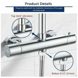 Thermostatic Column, Brass Shower Faucet High G3 4, Low G1 2, 26.4 mm, 21 mm, 150 mm