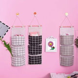 3 Pcs Hanging Storage Bag with 3 Pockets, Fabric Wall Shelf Basket Storage Pouch Organizer for Bedroom Bathroom Kitchen, Waterproof and Stylish
