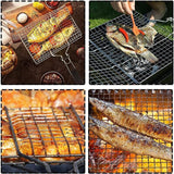 Grilling Basket, Stainless Steel Barbecue Basket, Barbecue Grill Basket, Foldable Stainless Steel Fish Basket with Removable Handle for Fish, Steak