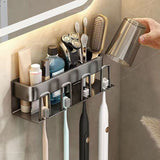 Electric Toothbrush Holder No Drilling Wall Mounted Space Saving Electric Toothbrush Holder Bathroom Accessories Grey 4 Cups
